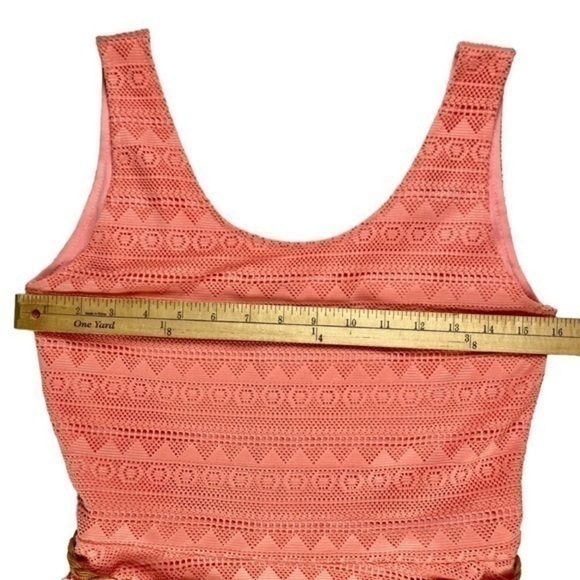 Ya Los Angeles Skater Dress Womens Medium Orange A Line Lace Overlay Flare Mini - Picture 9 of 16